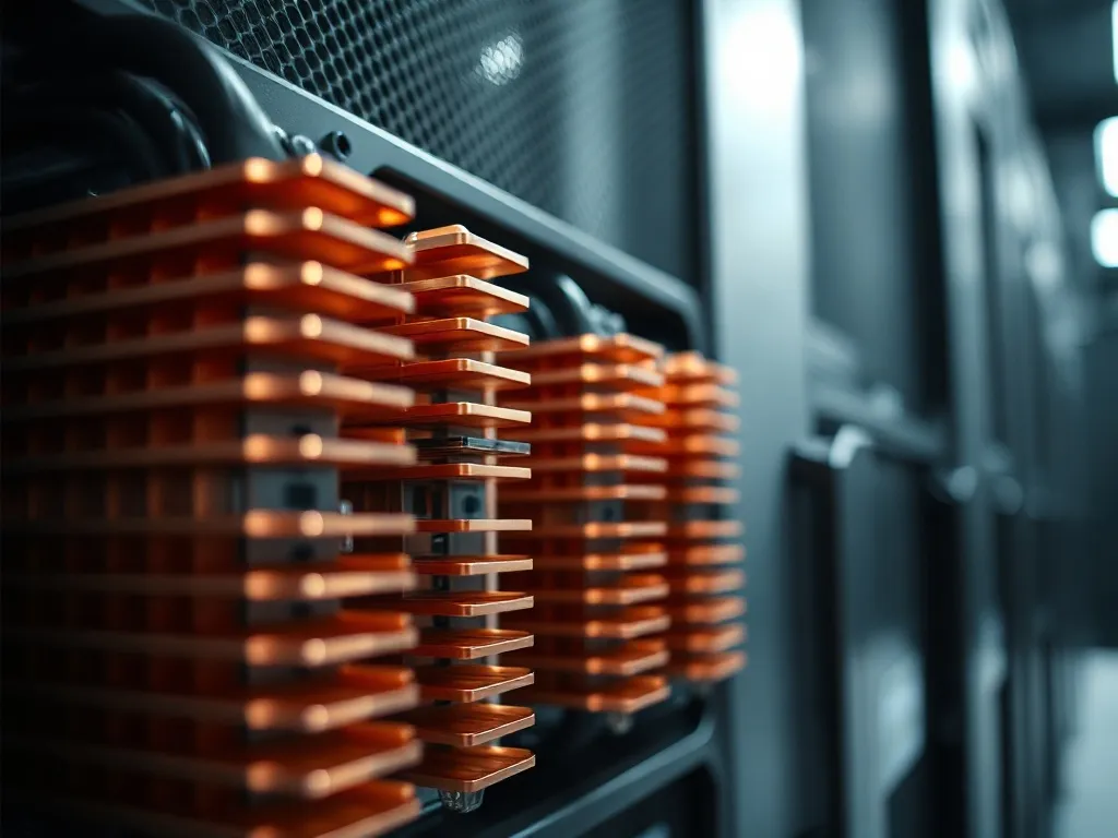 Close-up of high-end server hardware components, matte finis