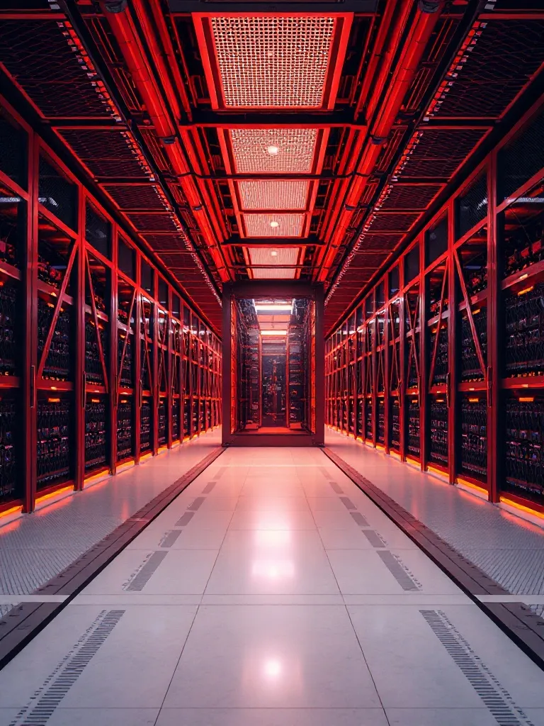 Architectural blueprint of a server room with clean geometri