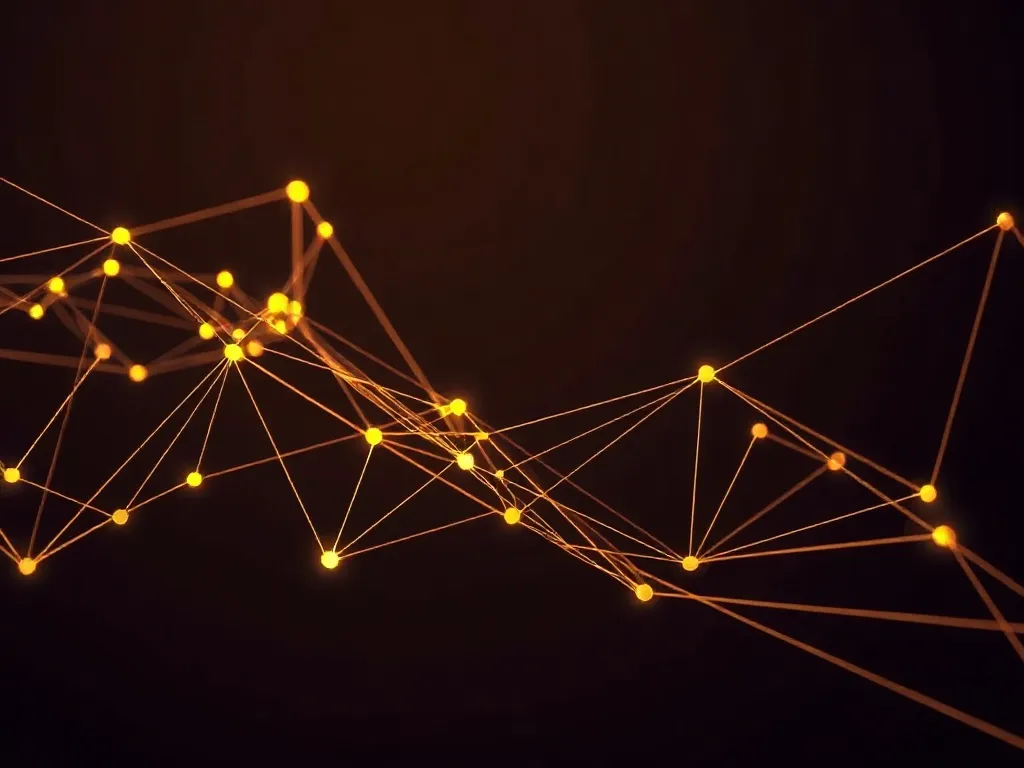 Abstract geometric representation of data flow, golden lines