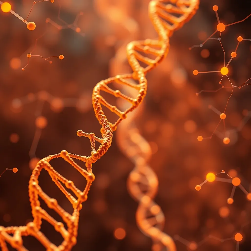 Abstract medical visualization of DNA strands and neural net