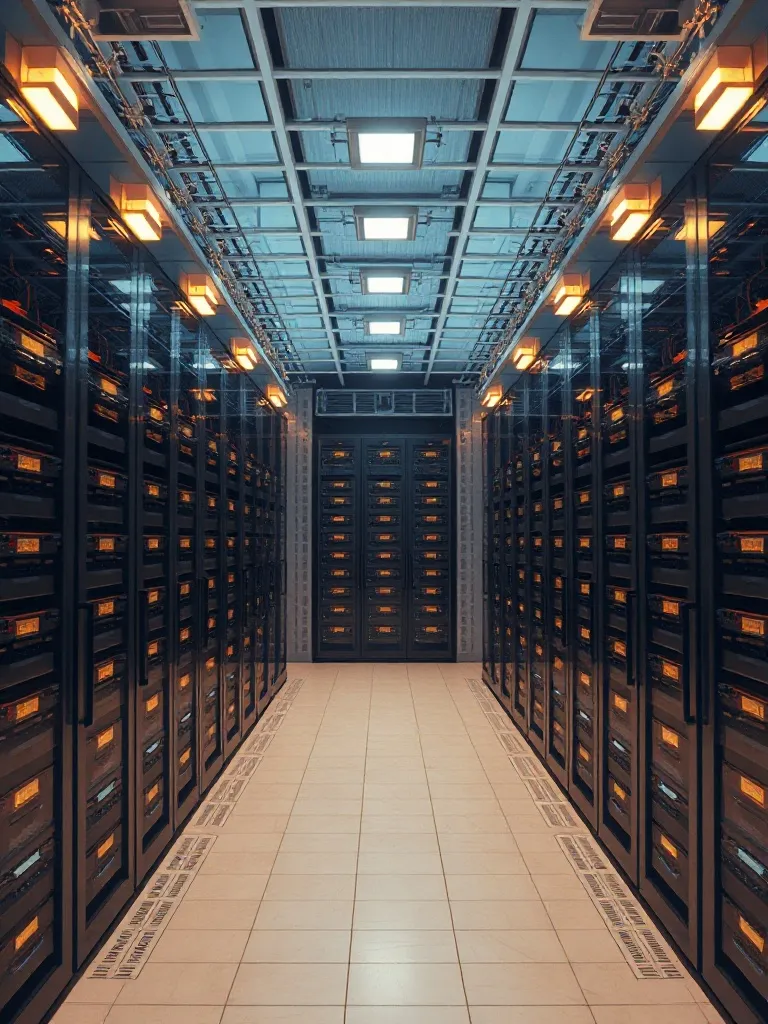 A detailed technical architectural blueprint of a server far